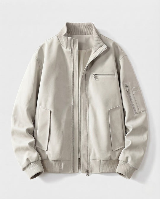 Herren Oversized Bomberjacke mit Stehkragen und Utility-Ärmeltasche Nord Taschen