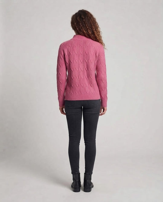 Damen Feinstrick-Pullover mit Zopfmuster und Stehkragen Nord Taschen