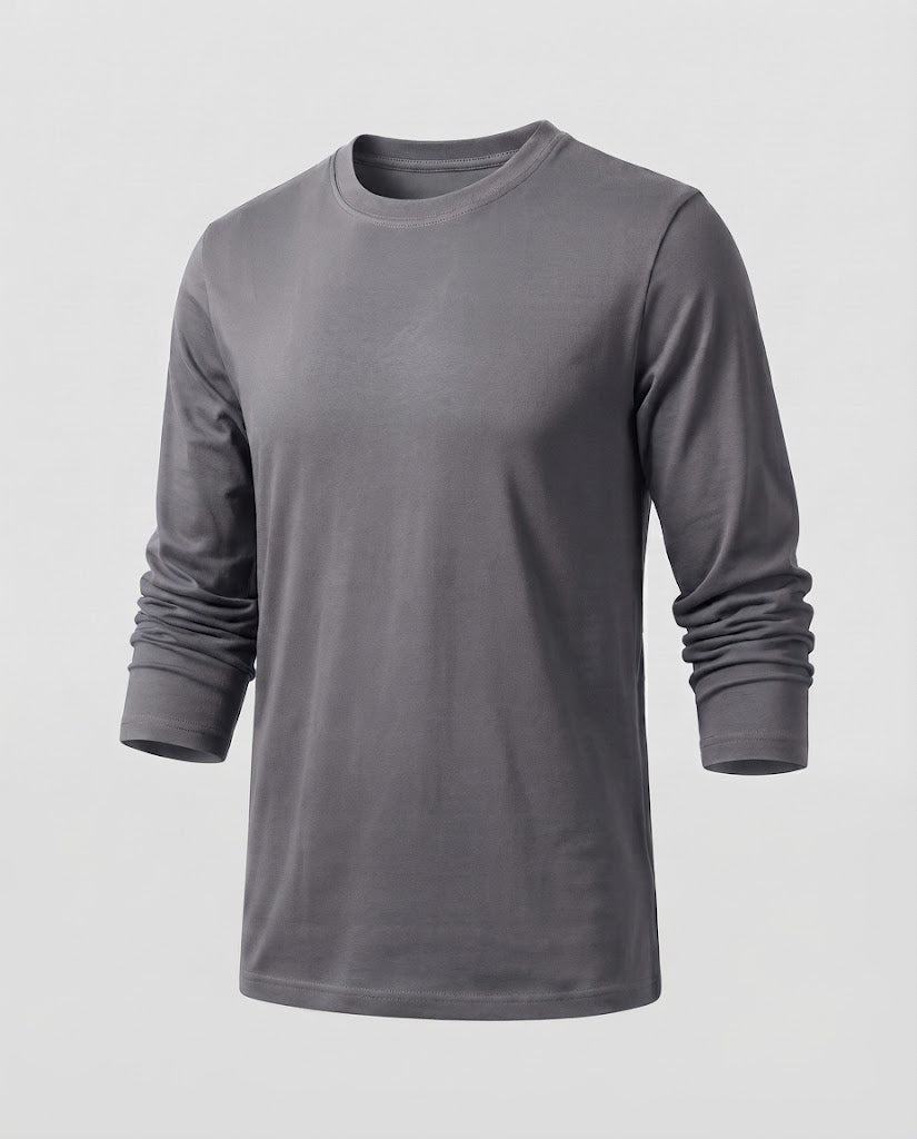Herren Feines Langarm-Basicsweatshirt mit Rundhalsausschnitt & leichter Jerseystruktur Nord Taschen