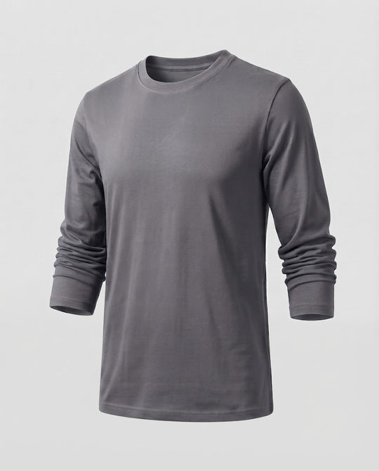 Herren Feines Langarm-Basicsweatshirt mit Rundhalsausschnitt & leichter Jerseystruktur Nord Taschen