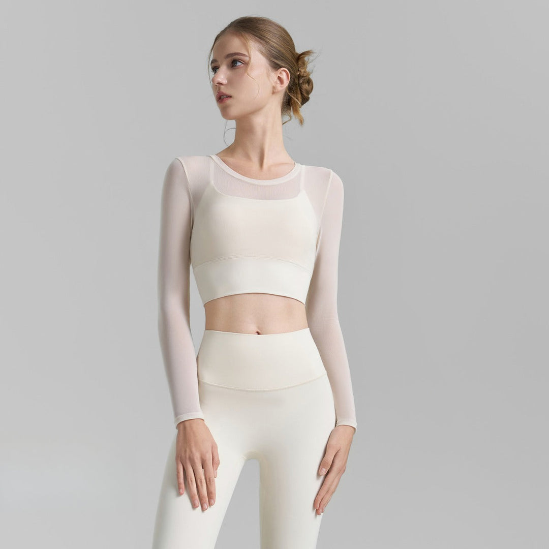 Fake zwei sexy Mesh-Yoga-Kleidung
