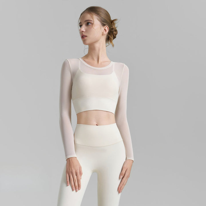 Fake zwei sexy Mesh-Yoga-Kleidung