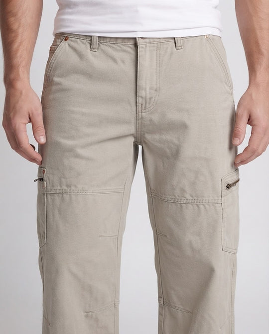 Herren Extraweite Canvas-Cargo-Hose im Baggy-Workwear-Stil Nord Taschen