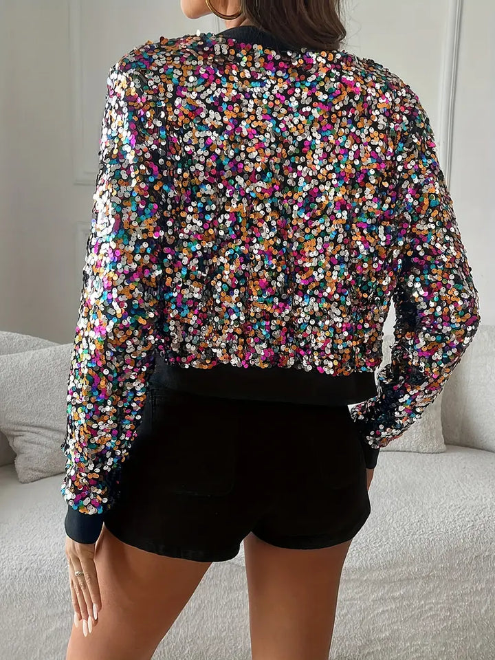 Damen Bomberjacke mit Pailletten