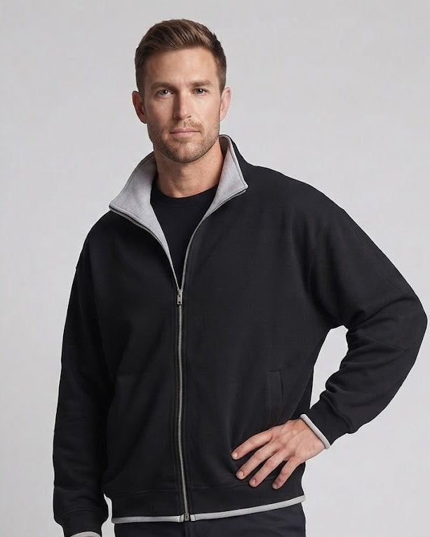 Unisex Oversize Fleece-Zipjacke im College-Stil mit Stehkragen und verdecktem Zwei-Wege-Reißverschluss Nord Taschen