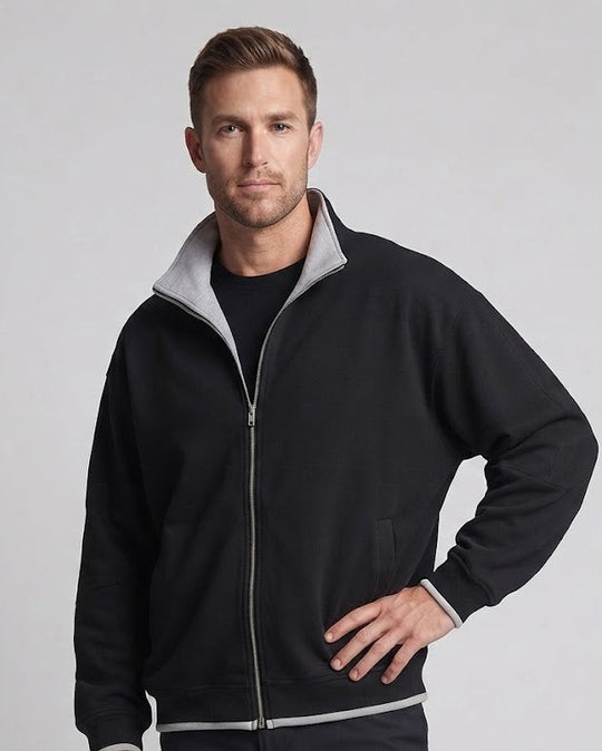 Unisex Oversize Fleece-Zipjacke im College-Stil mit Stehkragen und verdecktem Zwei-Wege-Reißverschluss Nord Taschen