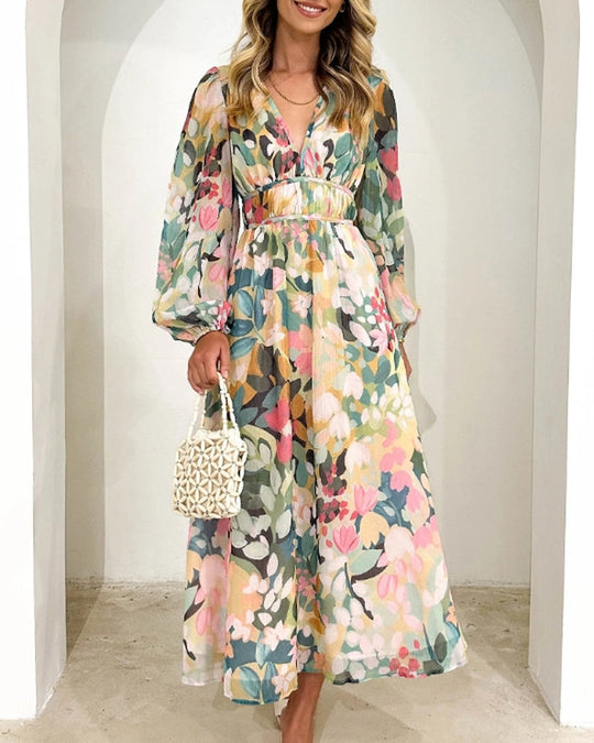 Boho Blumen Maxi Kleid