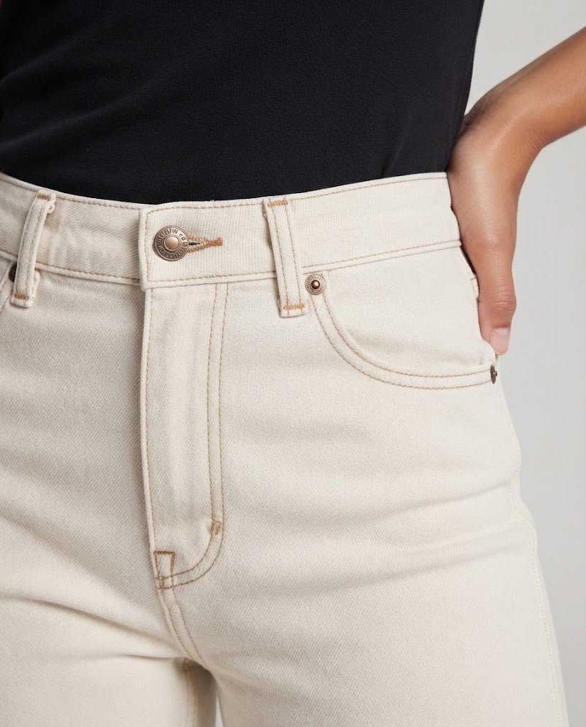 Damen taillenhohe Flared-Jeans aus schwerem Denim mit extra weitem Bein Nord Taschen