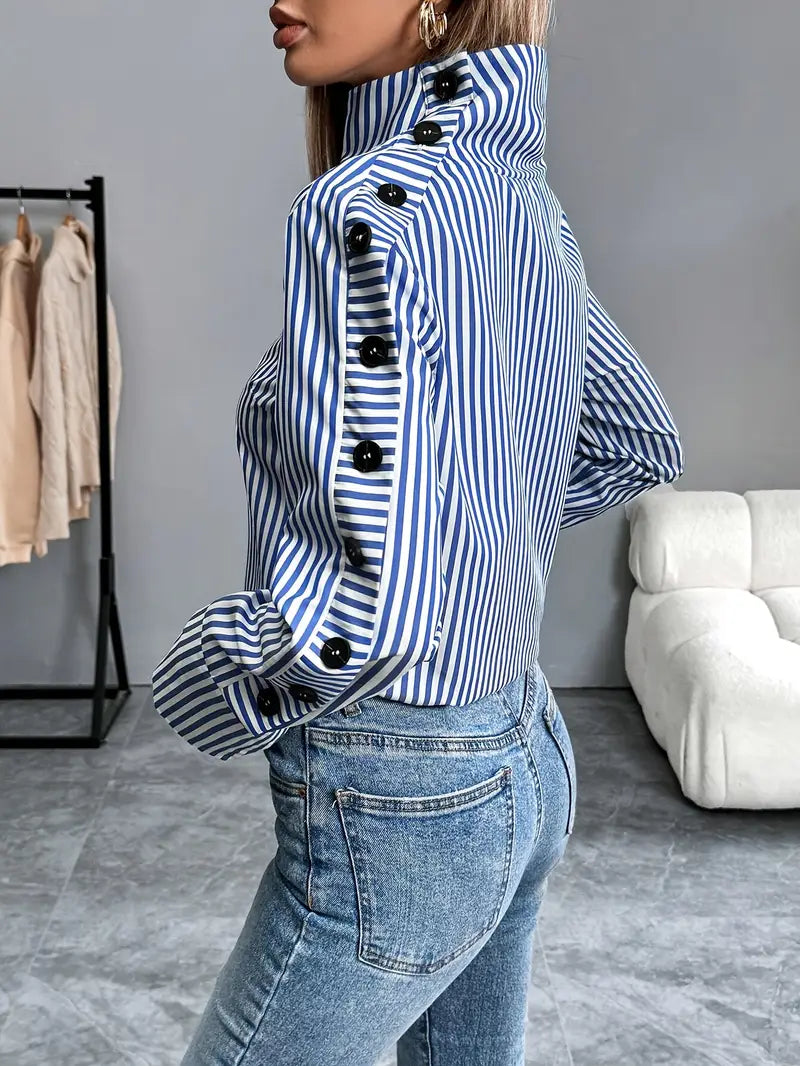 Stylische Gestreifte Bluse Aus Baumwolle