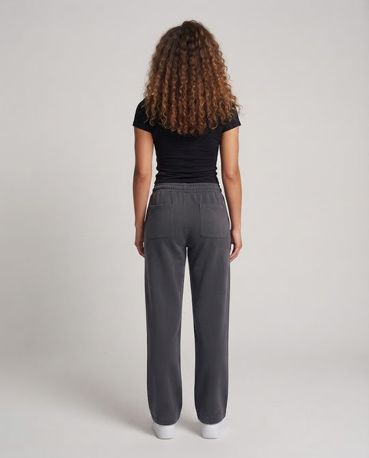 Damen Weite High-Waist Fleece-Hose mit Tunnelzug und tiefem Schritt Nord Taschen