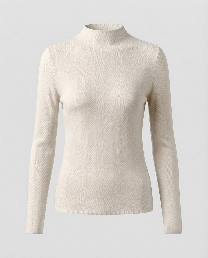 Damen Feiner Minimalistischer Stehkragenpullover aus anschmiegsamem Feinstrick Nord Taschen