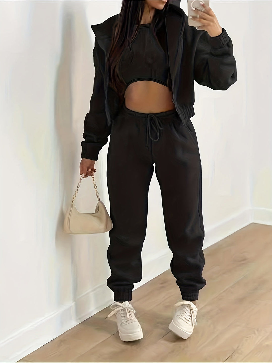 Kapuzenjacke & Tanktop & Jogginghose Drei Teilige Satz Outfits - Arvani