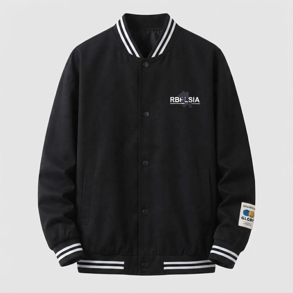 Herren Leichte College Bomberjacke mit Gestreiften Rippbündchen und Druckknopfblende Nord Taschen