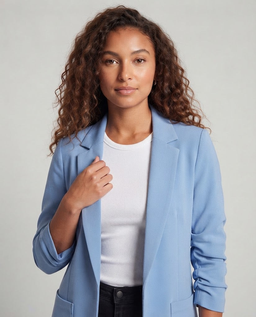 Damen Longline-Blazer mit legerer Passform und aufgesetzten Pattentaschen Nord Taschen