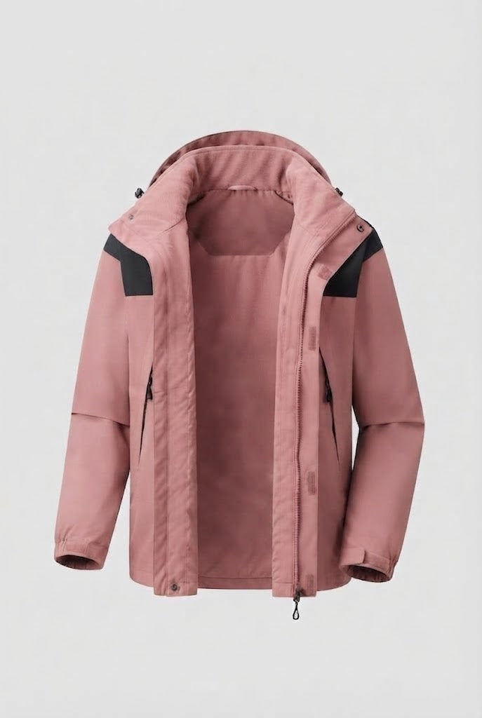 Herren Zwei-Lagen Softshell Outdoor-Jacke mit herausnehmbarer Fleece-Innenjacke und Kapuze Nord Taschen