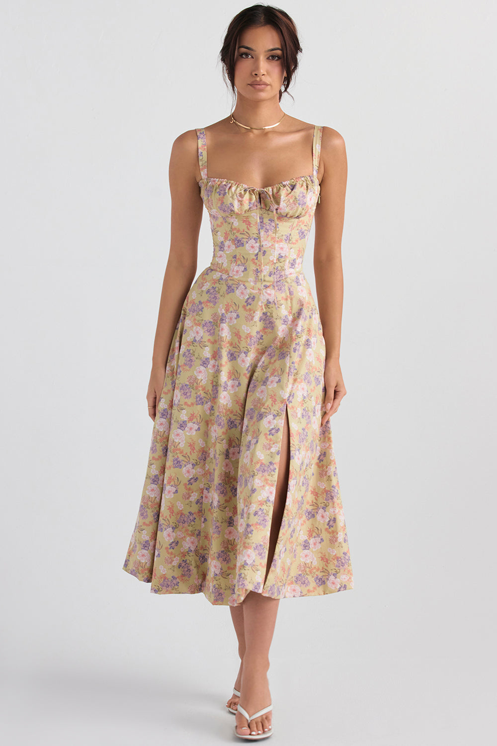 Langes Blumen Korsett Kleid