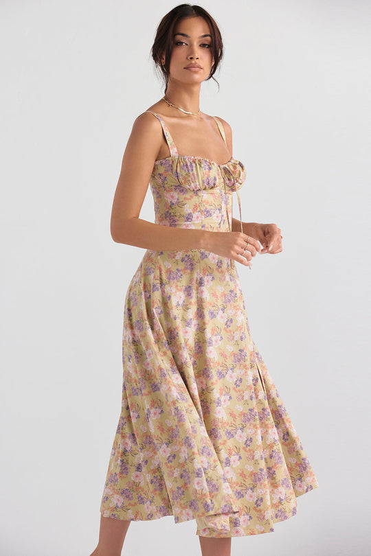 Langes Blumen Korsett Kleid