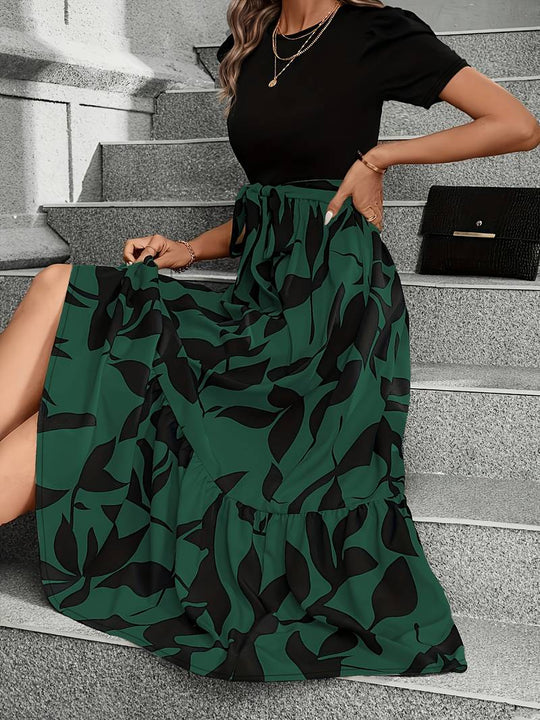 Kleid mit Floralem Druck und Rundhalsausschnitt