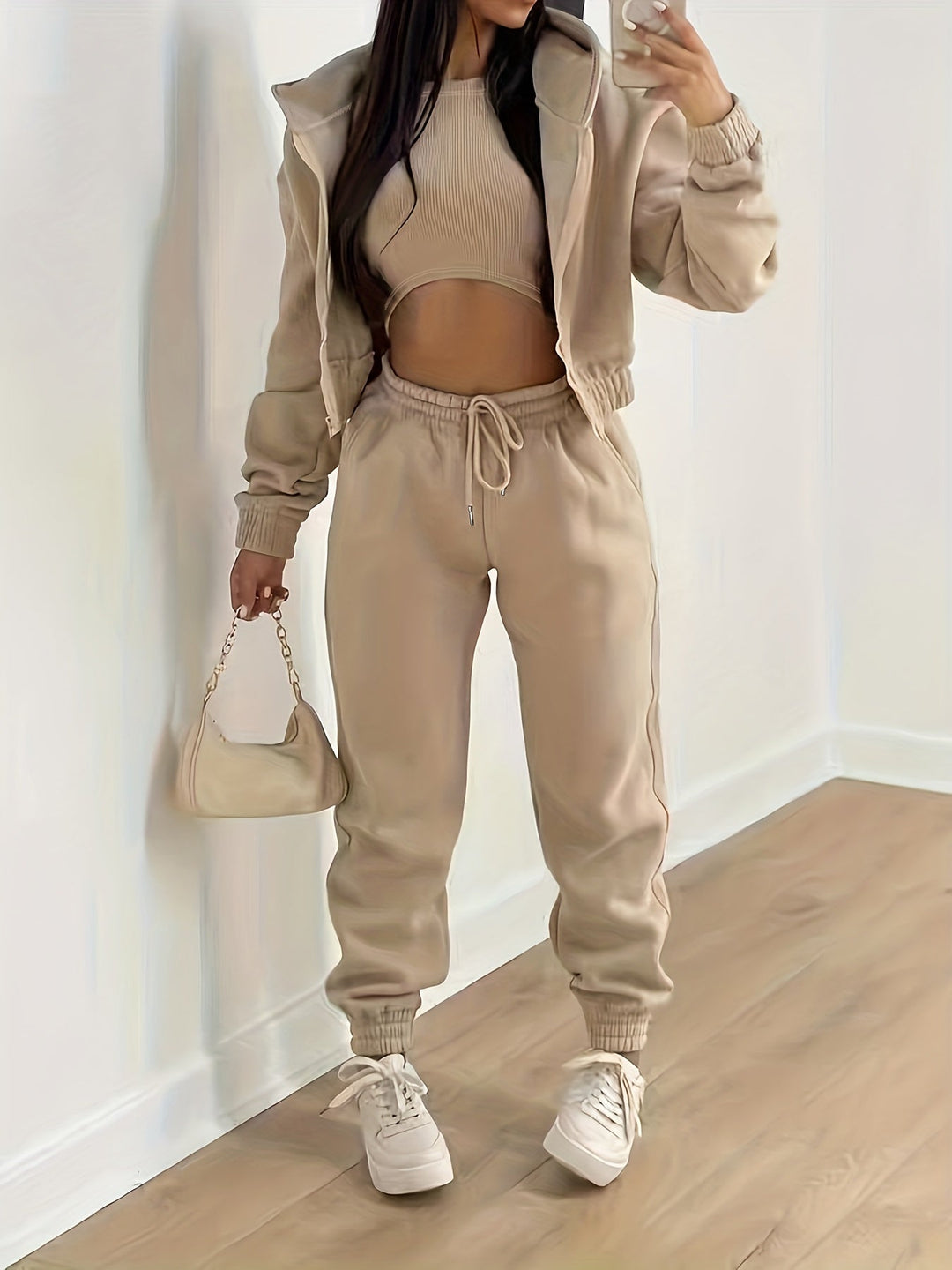 Kapuzenjacke & Tanktop & Jogginghose Drei Teilige Satz Outfits - Arvani