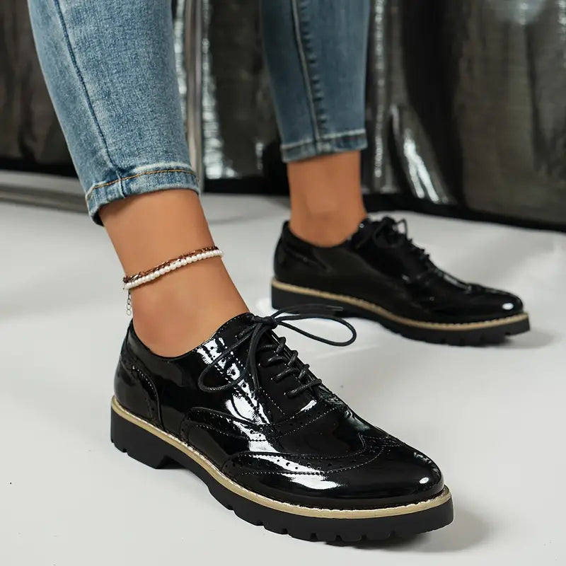 Nord Taschen | Lackschuhe Im Oxford-Stil mit Klobiger Sohle für Damen