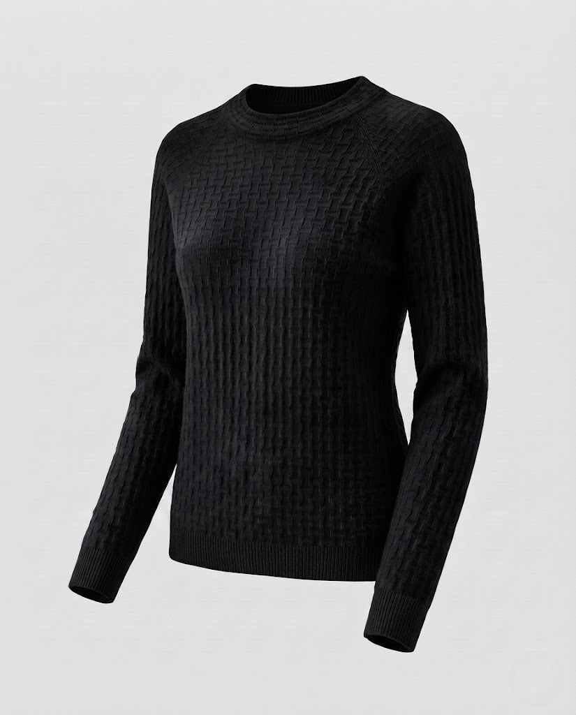 Damen Feinstrick-Pullover mit strukturierter WNord Taschenoptik, Rundhalsausschnitt und kaschmirähnlicher Haptik Nord Taschen