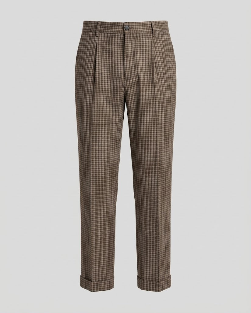 Herren Weite Tailored-Lounge-Hose mit Glencheck, hohem Bund und extra langem Bein Nord Taschen