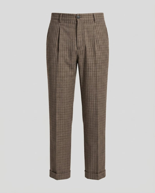 Herren Weite Tailored-Lounge-Hose mit Glencheck, hohem Bund und extra langem Bein Nord Taschen