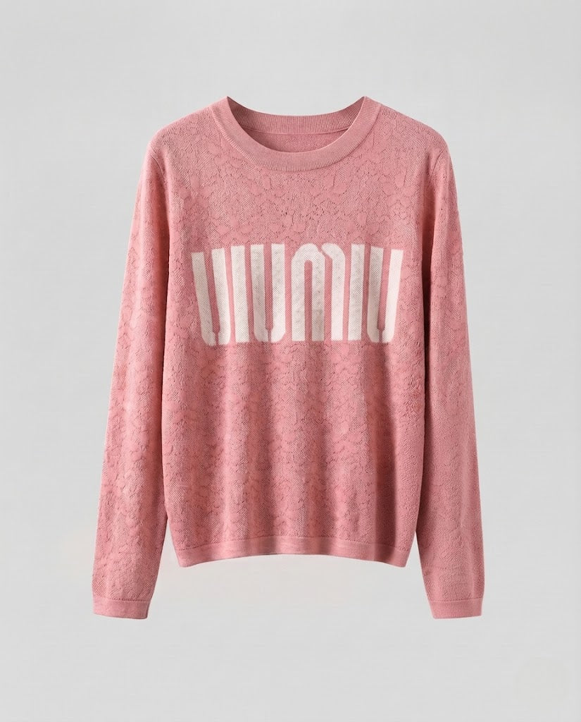 Damen Feinstrick-Pullover mit Rundhalsausschnitt, Jacquardstruktur und Logo-Front Nord Taschen