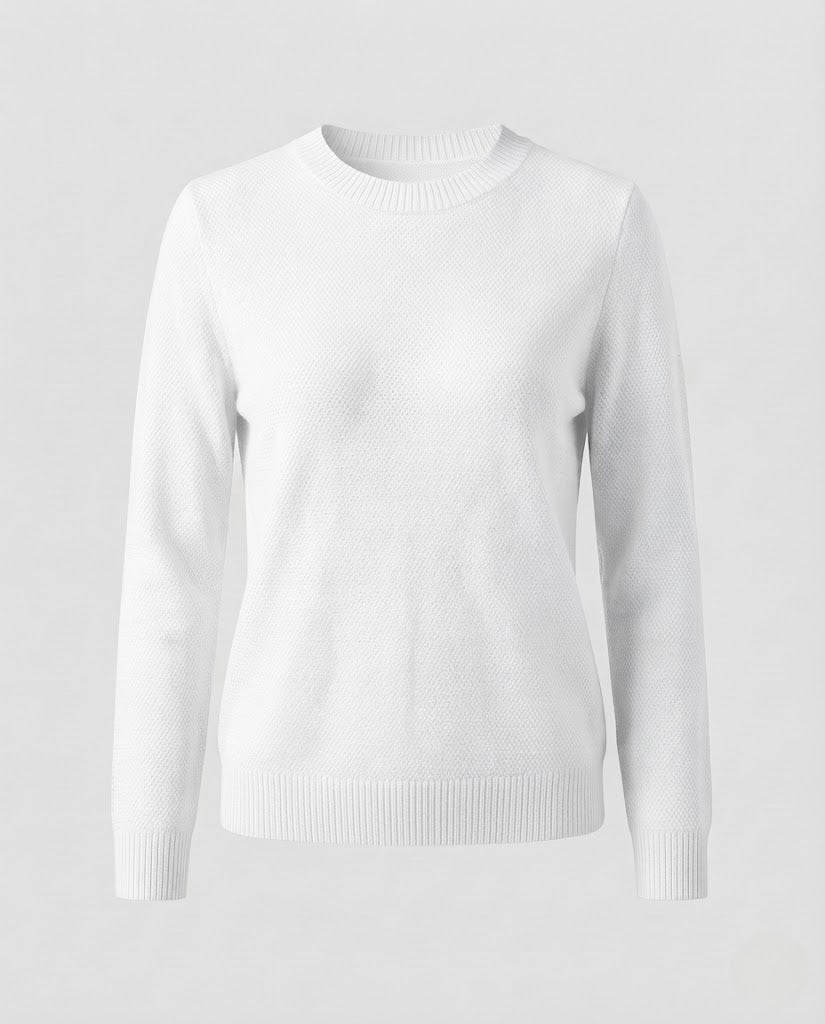 Damen Feiner Strukturstrick-Pullover mit Rundhalsausschnitt und extraweichem Merino-Mix Nord Taschen