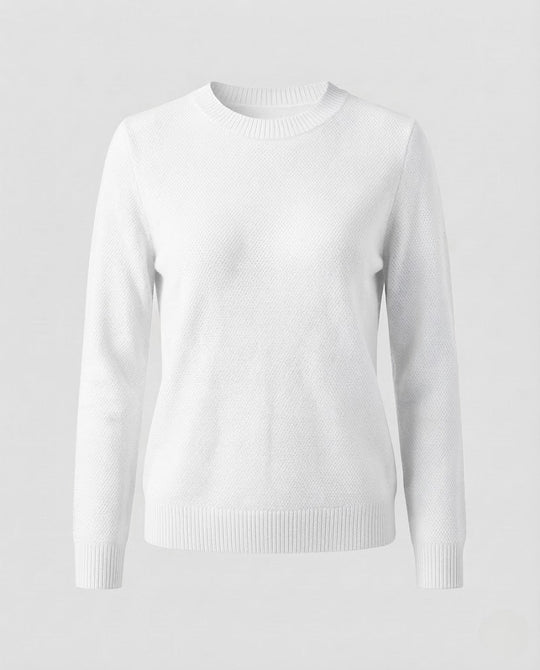 Damen Feiner Strukturstrick-Pullover mit Rundhalsausschnitt und extraweichem Merino-Mix Nord Taschen
