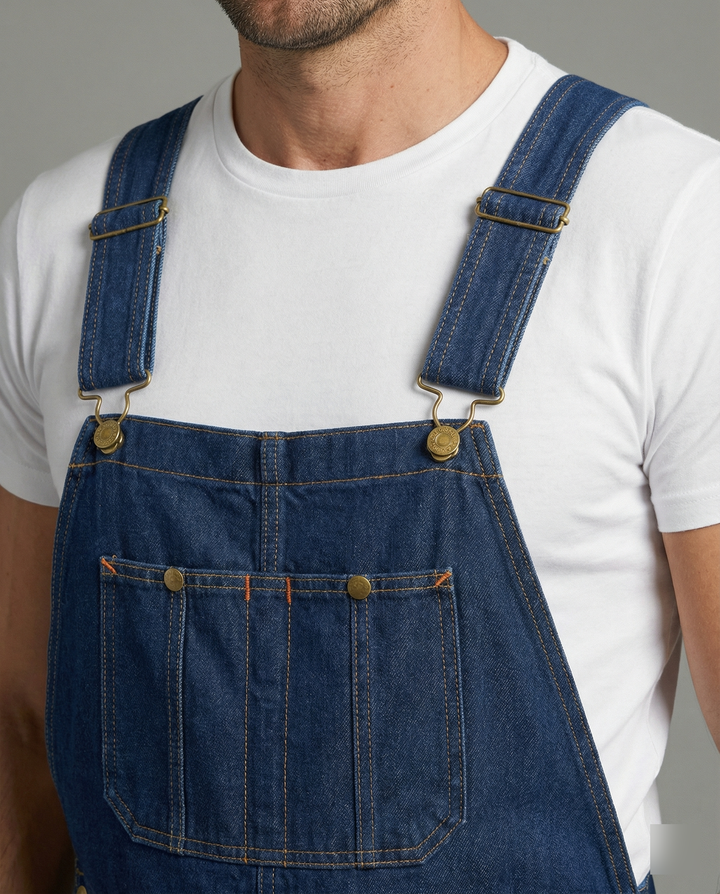 Herren Jeans Latzhose mit Taschen und verstellbarem Träger