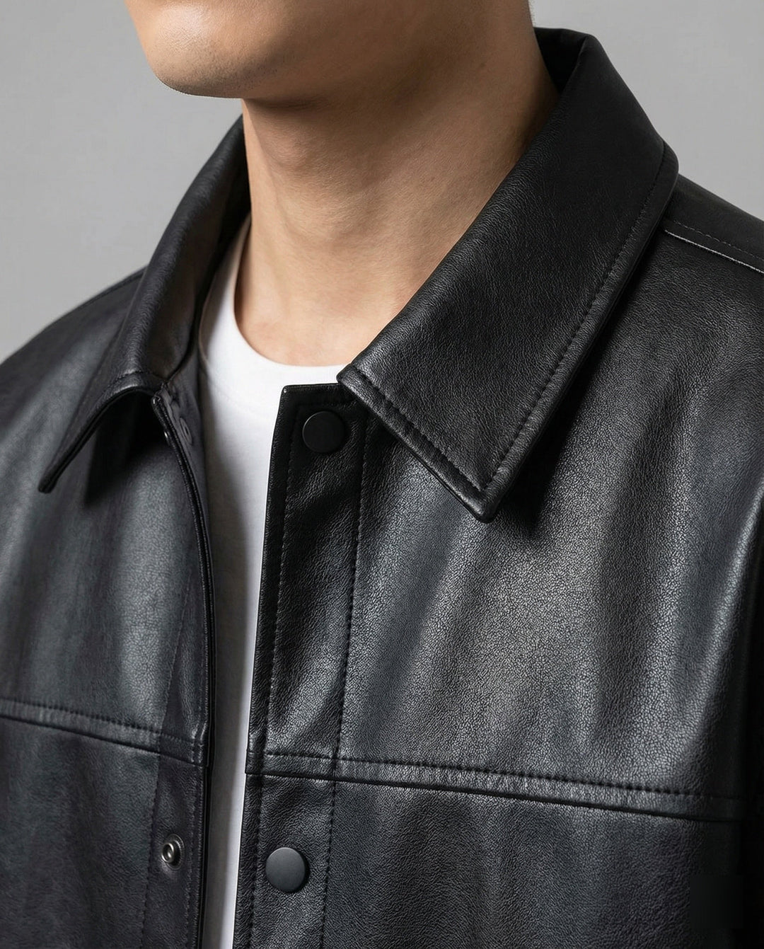 Herren Klassische Kunstlederjacke mit Taschen