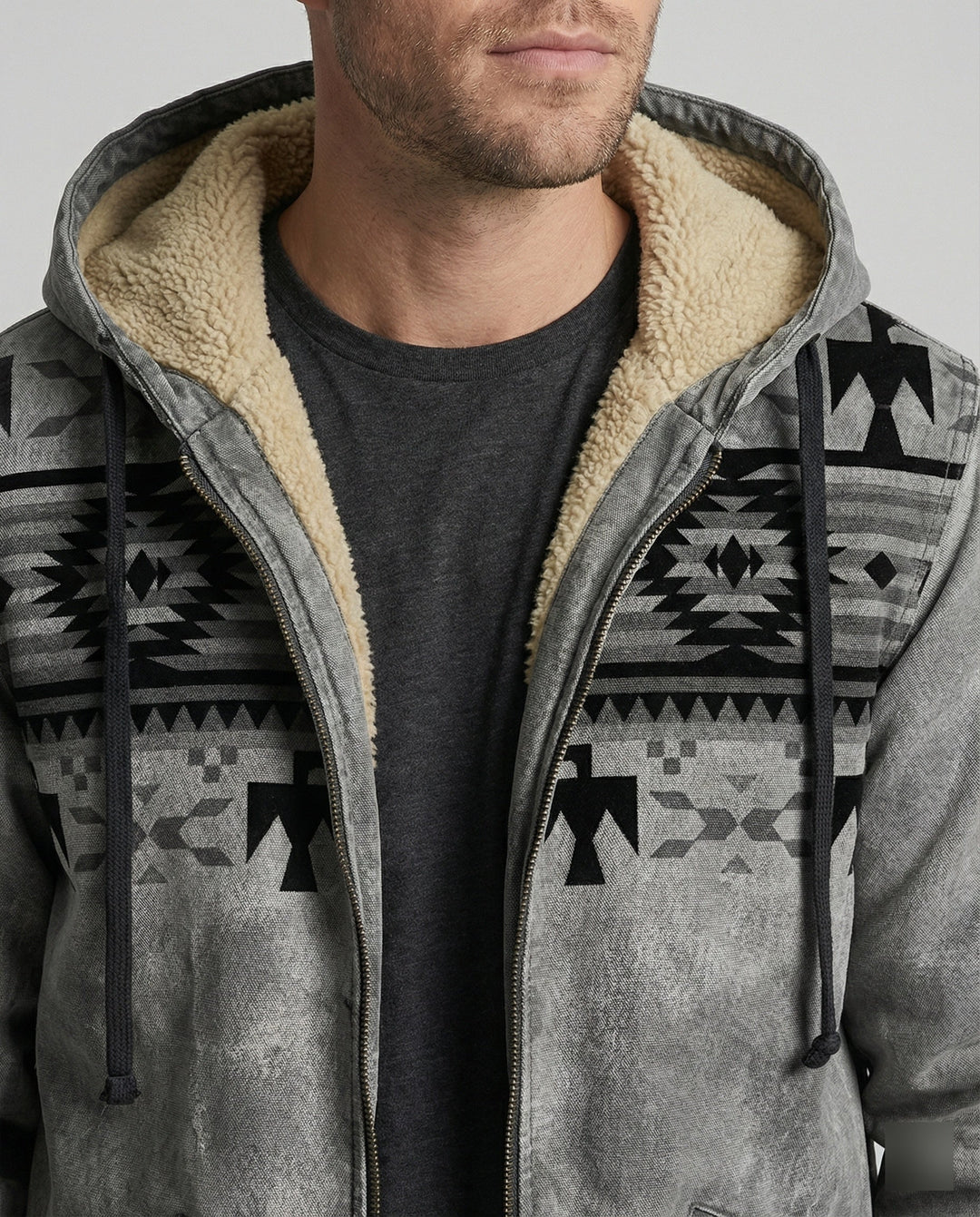 Tribal Print Kapuzenjacke Herren