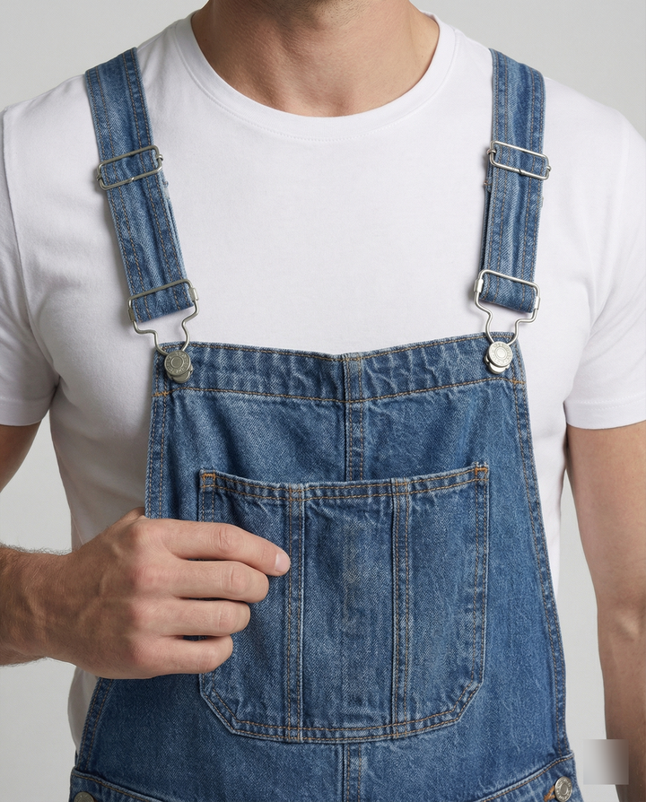 Herren Jeans Latzhose robust mit verstellbaren Trägern