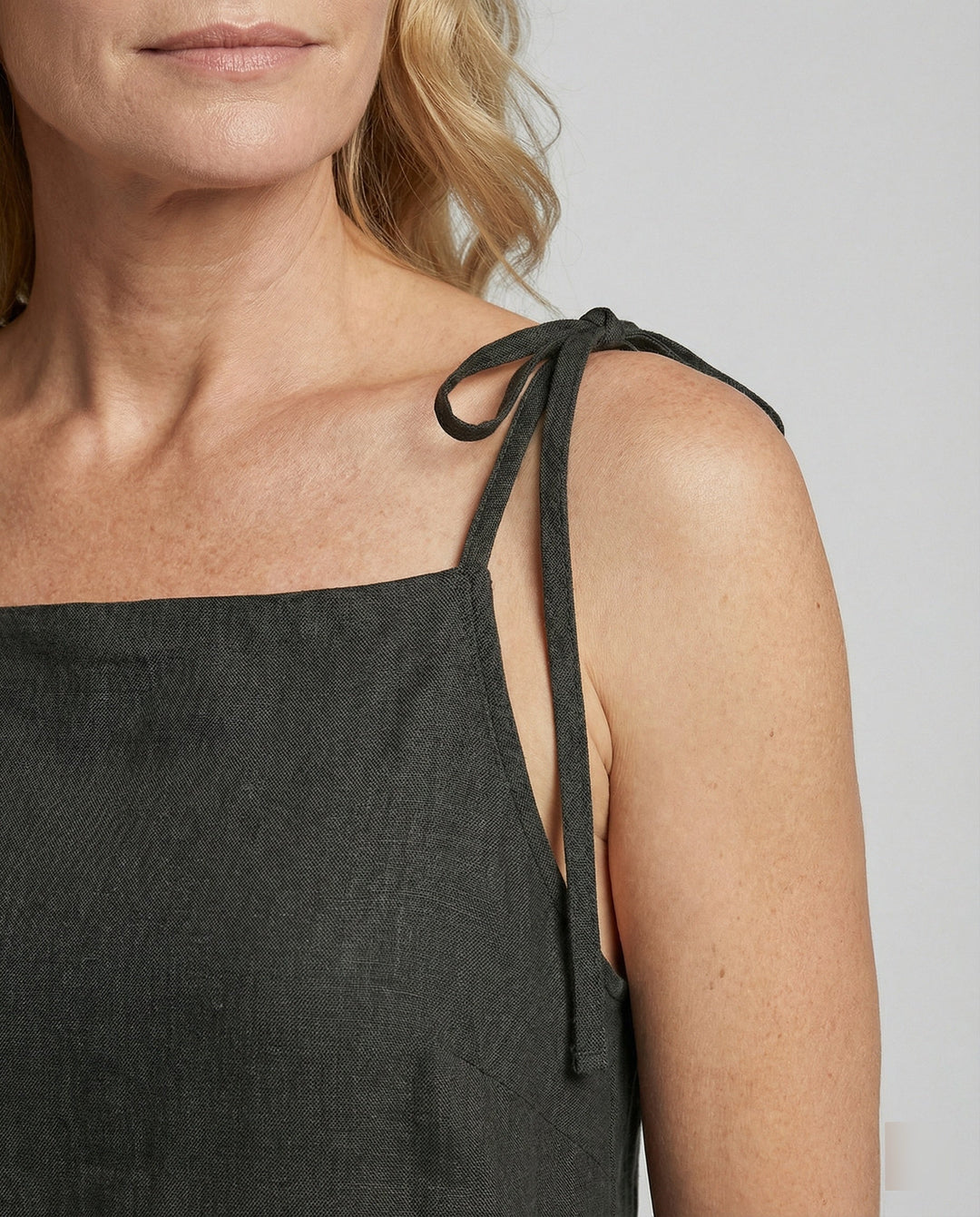 Damen Leinenkleid luftig mit Taschen