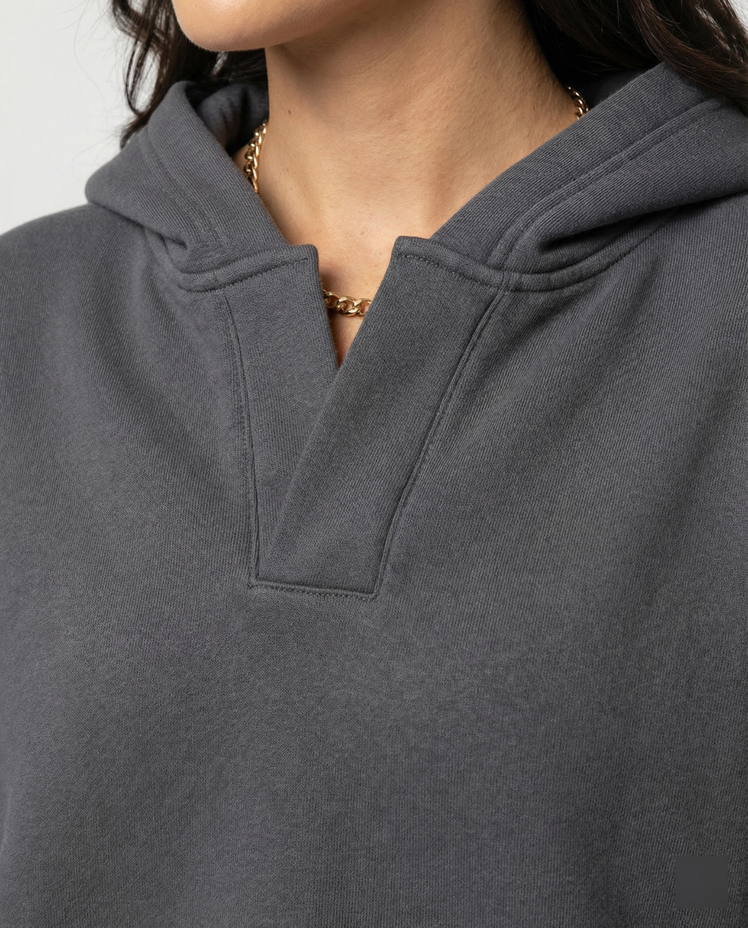 Damen Oversized Kapuzensweatshirt mit lässigem Stehkragen und langen Ärmeln Nord Taschen
