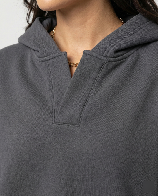 Damen Oversized Kapuzensweatshirt mit lässigem Stehkragen und langen Ärmeln Nord Taschen