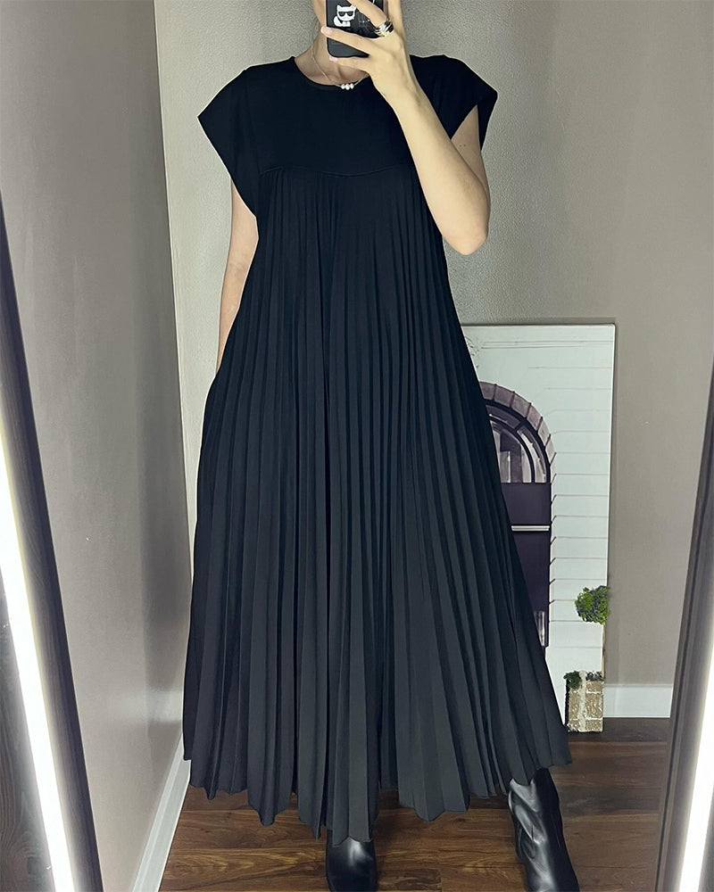 Elegantes Plissee-Kleid Einfarbig Ärmellos