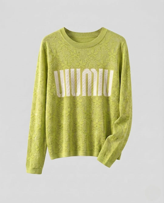 Damen Feinstrick-Pullover mit Rundhalsausschnitt, Jacquardstruktur und Logo-Front Nord Taschen