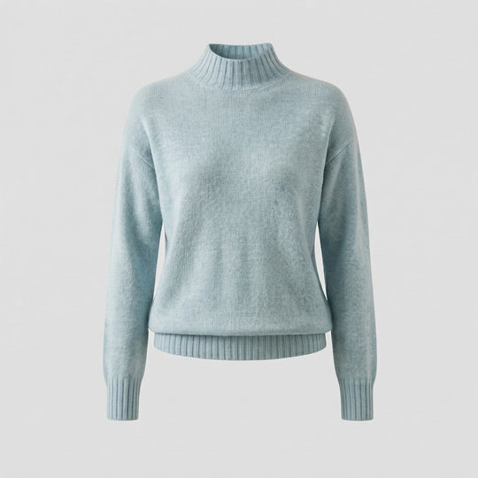 Damen Feiner Kaschmir‑Look Stehkragenpullover mit überschnittener Schulter Nord Taschen