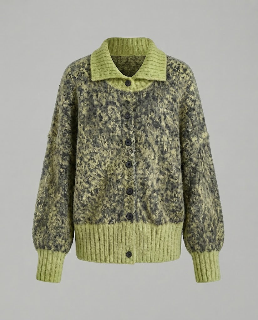 Damen Grobgestrickte Oversize-Knopfjacke aus Mohair-Optik Nord Taschen