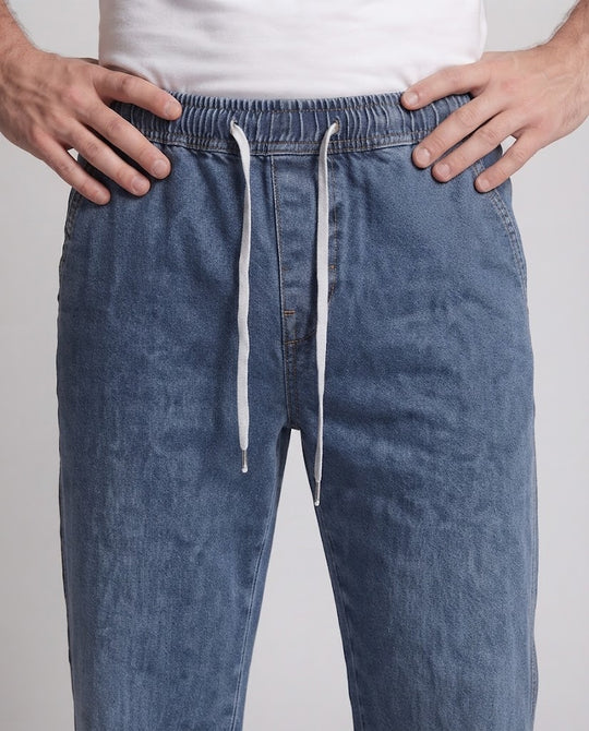 Herren Baggy-Denim-Jeans mit tiefer Leibhöhe, weitem Palazzobein und seitlicher Ziernaht Nord Taschen