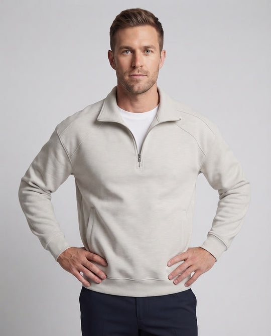 Herren Lockeres Halbzip-Sweatshirt mit hohem Kragen, Raglanärmeln und soften Bündchen Nord Taschen