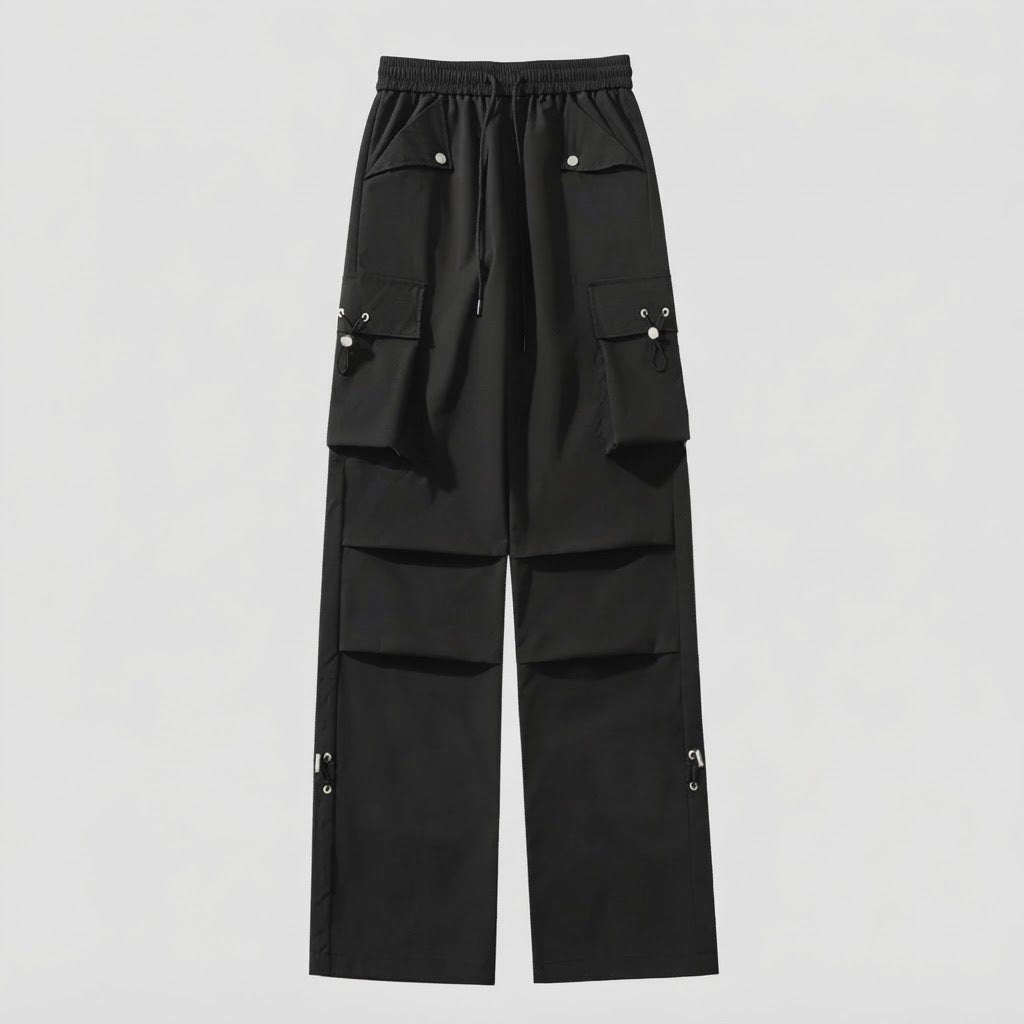 Damen Weite Cargo-Baggy-Hose mit Tunnelzugbund, Mehrfachtaschen und verstellbarem Saum Nord Taschen