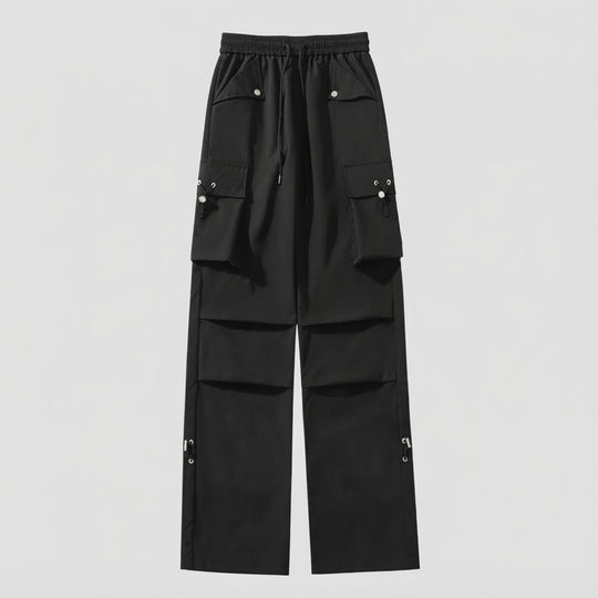 Damen Weite Cargo-Baggy-Hose mit Tunnelzugbund, Mehrfachtaschen und verstellbarem Saum Nord Taschen