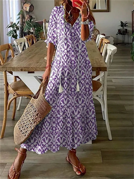 Elegante Maxikleid mit V-Ausschnitt und Blumenmuster