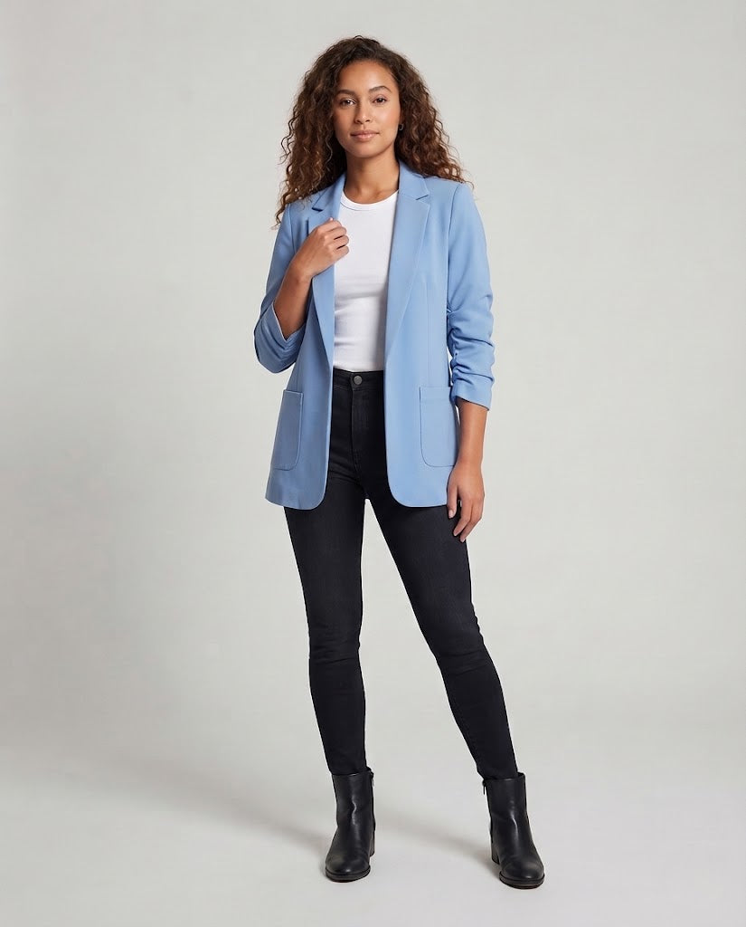 Damen Longline-Blazer mit legerer Passform und aufgesetzten Pattentaschen Nord Taschen