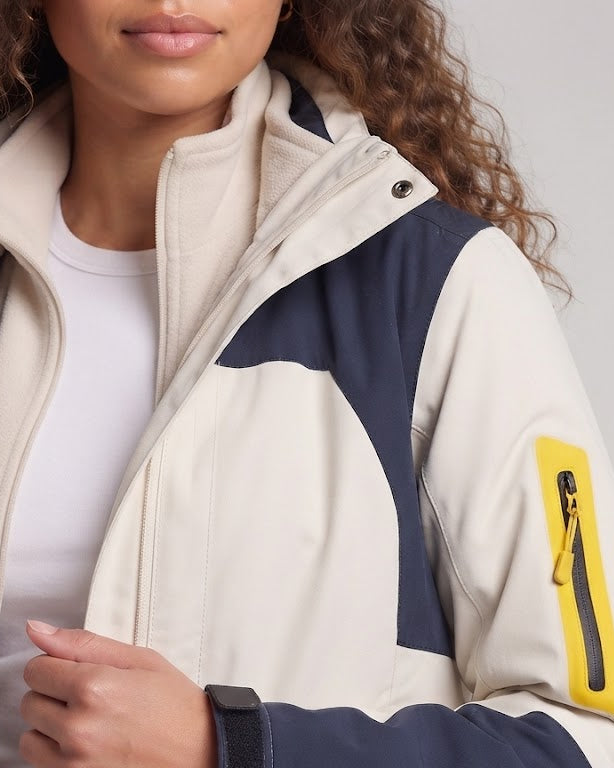 Damen Zweiteilige Outdoorjacke mit abnehmbarer Fleece‑Innenjacke, wind- und wasserabweisender Softshell‑Hülle und Kapuze Nord Taschen