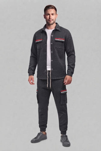 Herren-Cargo-Jogginganzug mit Overshirt, Kordelzug und kontrastierenden Klappentaschen Nord Taschen