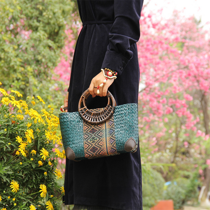 Nord Taschen | Geflochtene Strohtasche mit Handgriff, Boho Clutch